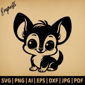 Tiny Cartoon Chihuahua | Commercial Use Vector Graphics | Svg, Png, Dxf, Eps, Pdf, Ai, Jpg Formats | Sublimation, Laser, Logo, Lightburn