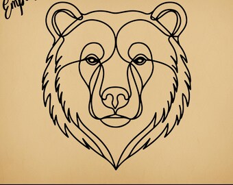 Björn SVG minimalistiskt huvud | Vektorgrafik för kommersiellt bruk | Svg Png Dxf Eps Pdf Ai Jpg | Sublimering, lasergravering, klippfil, logotyp