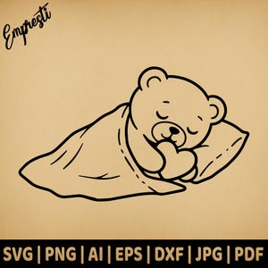 Teddybeer knuffelt hart lijntekeningen | Vectorafbeelding voor commercieel gebruik | Svg Png Dxf Eps Pdf Ai Jpg | Sublimatie, lasergravure, bestand snijden