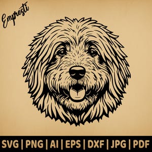 Komondor Portrait Dog Head | Commercial Use Vector | Svg Png Dxf Eps Pdf Ai Jpg | Sublimation, Laser Engraving, Cut File, CNC, Clipart
