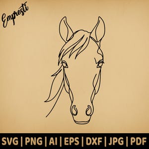 Line Horse SVG Minimalist Head  | Commercial Use Vector Graphic | Svg Png Dxf Eps Pdf Ai Jpg | Sublimation, Laser Engraving, Cut File, Logo