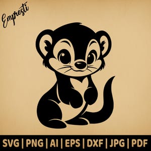 Cartoon Ferret Full Body | Commercial Use Vector Graphics | Svg, Png, Dxf, Eps, Pdf, Ai, Jpg Formats | Sublimation, Laser, Logo, Lightburn