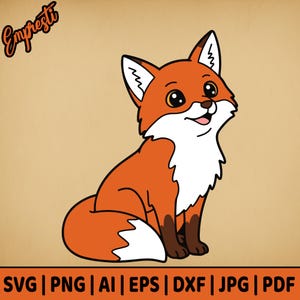 Renard en couches SVG et dessin au trait | Utilisation commerciale | Svg, png, Dxf, Eps, Pdf, Ai, Jpg | Bricolage, création artisanale, fichier à découper, gravure, Cricut, autocollants, vinyle