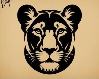 Lioness Portrait | Commercial Use Vector Graphics | Svg, Png, Dxf, Eps, Pdf, Ai, Jpg Formats | Sublimation, Laser, Logo, Shirt, Lightburn