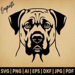 Mastiff Dog Head Facing Forward | Commercial Use Vector | Svg Png Dxf Eps Pdf Ai Jpg Format | Sublimation, Laser Engraving, Cutting File