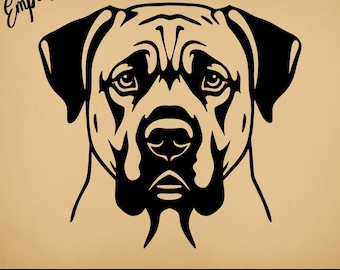 Mastiff Dog Head Facing Forward | Commercial Use Vector | Svg Png Dxf Eps Pdf Ai Jpg Format | Sublimation, Laser Engraving, Cutting File