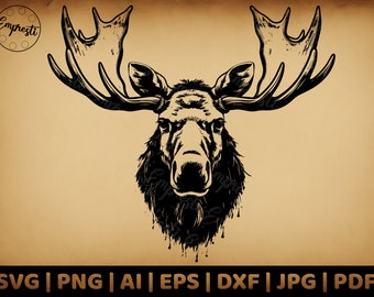 Moose Svg | Moose Clipart | Moose Png | Moose Head | Moose Cut Files For Sublimation | Moose Silhouette | Deer Silhouette