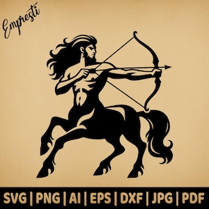 Centaur Archer with Bow Mythical | Commercial Use Vector Graphic | Svg, Png, Dxf, Eps, Pdf, Ai, Jpg Format | Sublimation, Laser Engraving