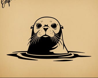 Seal Peeking | Commercial Use Vector Graphic | Svg Png Dxf Eps Pdf Ai Jpg Format | Sublimation, Laser Engraving, Woodcutting, Crafting