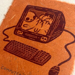 コンピューターバグ - リノカット版画 限定50部 (15 x 12.5 cm) (6 x 5インチ) / (A5サイズの額縁に収まります)