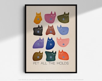 Lámina artística de gato escalando rocas: Decoración de pared geométrica moderna