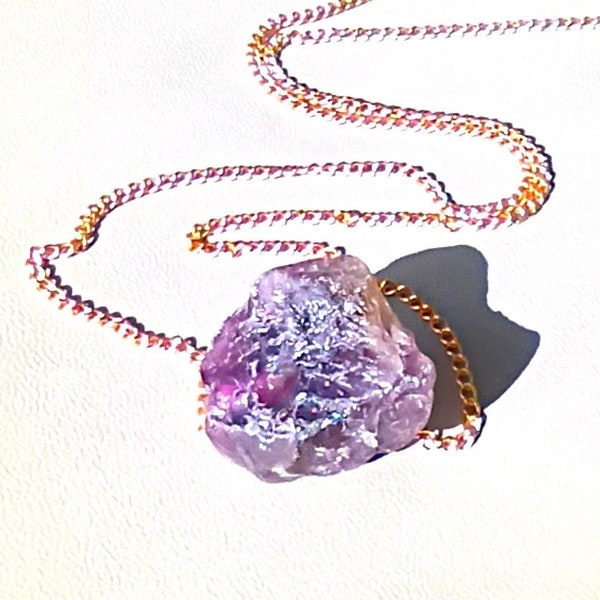 Aquarius zodiac sign necklace, Large purple raw amethyst pendant, Zodiac jewelry personalized gift for her / him, February birthday gift