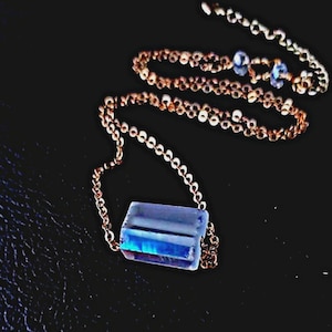 Angel Aura Quartz Necklace: Iridescent Raw Crystal Pendant, 18K Gold Plated