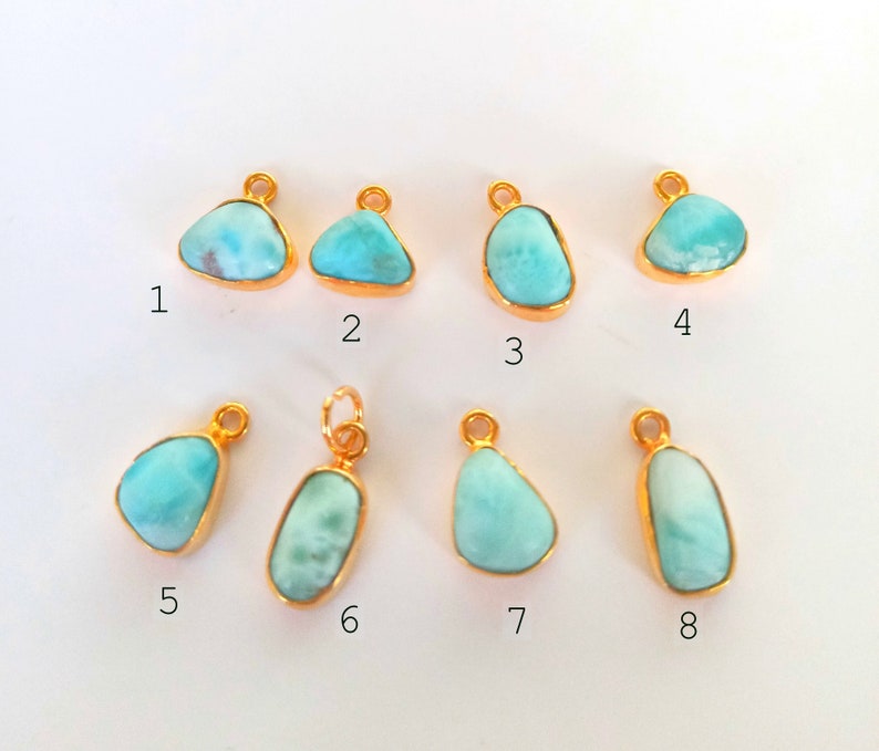 Pisces Zodiac Sign Necklace Small Genuine Larimar Necklace Gold Zodiac