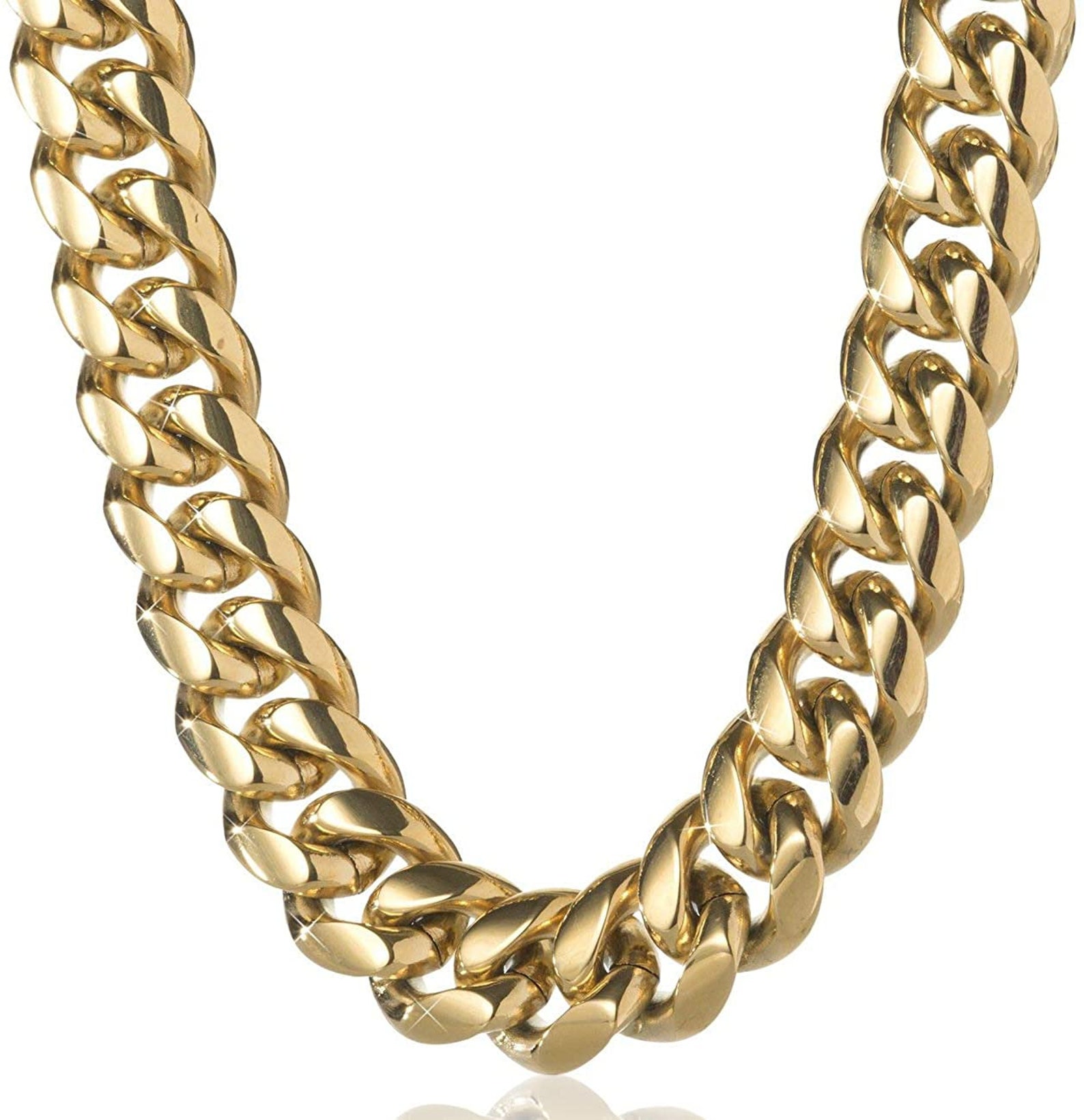 Solid Miami 14K Cuban Link 14mm tick Gold Chain/Women and MEN Etsy
