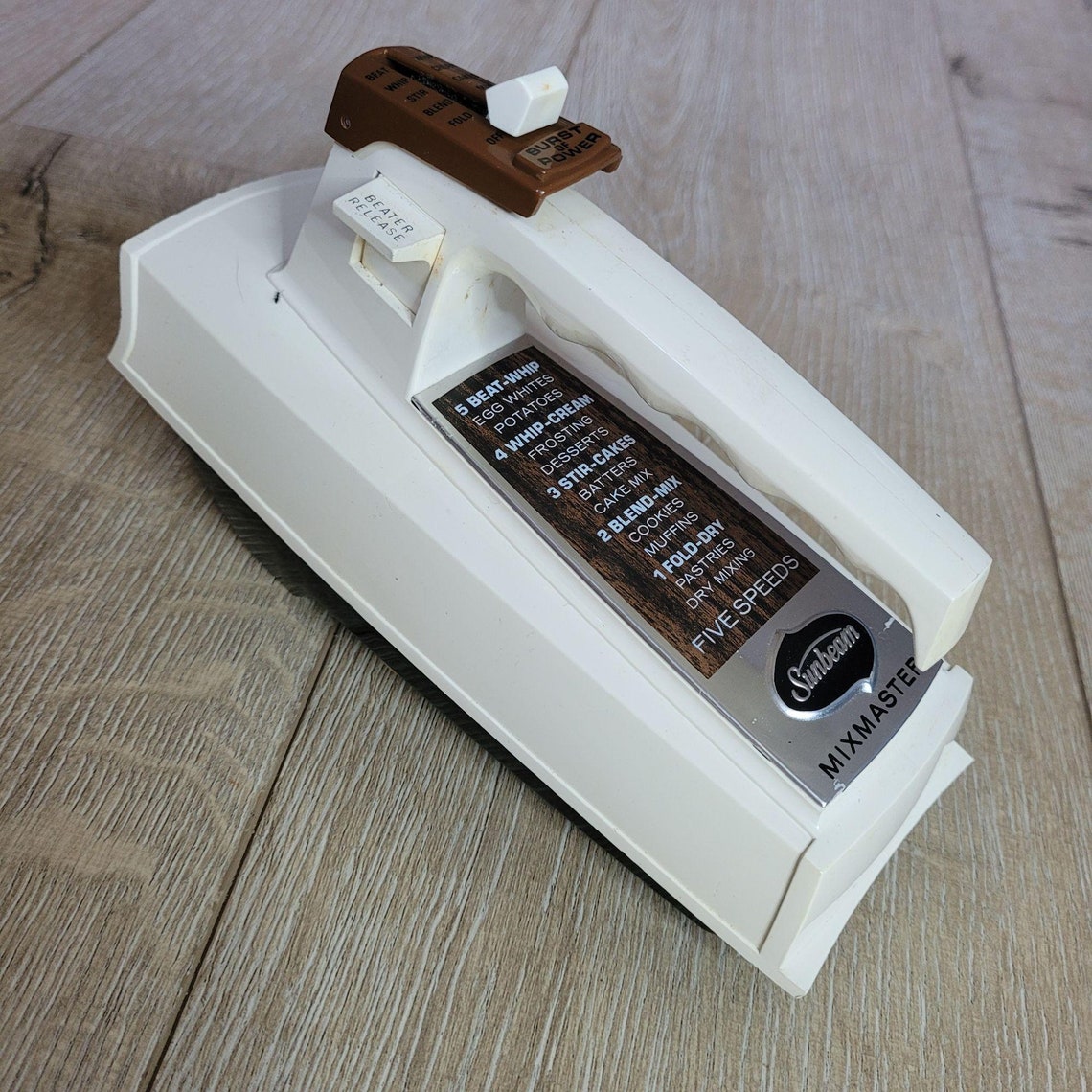 Vintage Sunbeam Mixmaster Hand Mixer 5 Speed Tested Works Tan Etsy