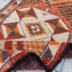 3x12 Herki Vintage Runner, Natural Runner Orange, Gift Rugs for Home, Hand Made Herki Rug, Persian Runner, Turkish Runner Rug, Gift Wool Rug