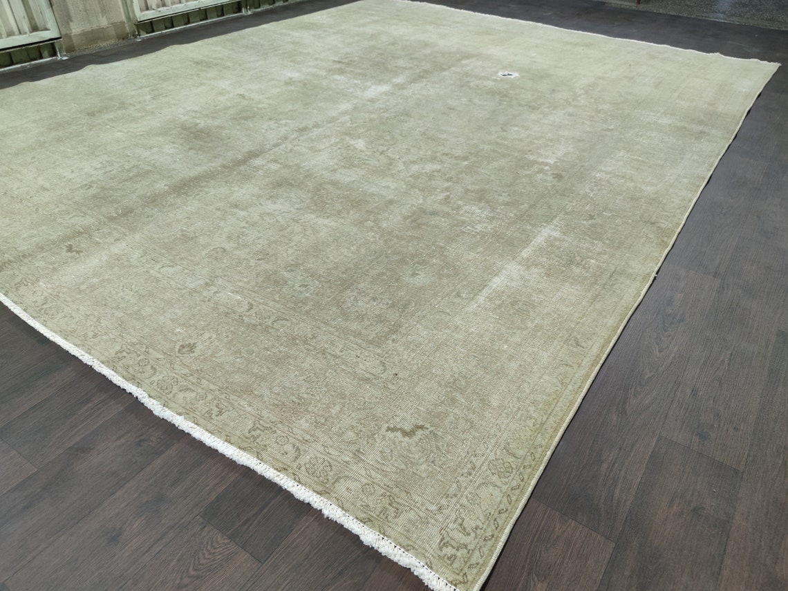9x12 Rug Green Natural Organic Wool Faded Vinttage Rug Etsy