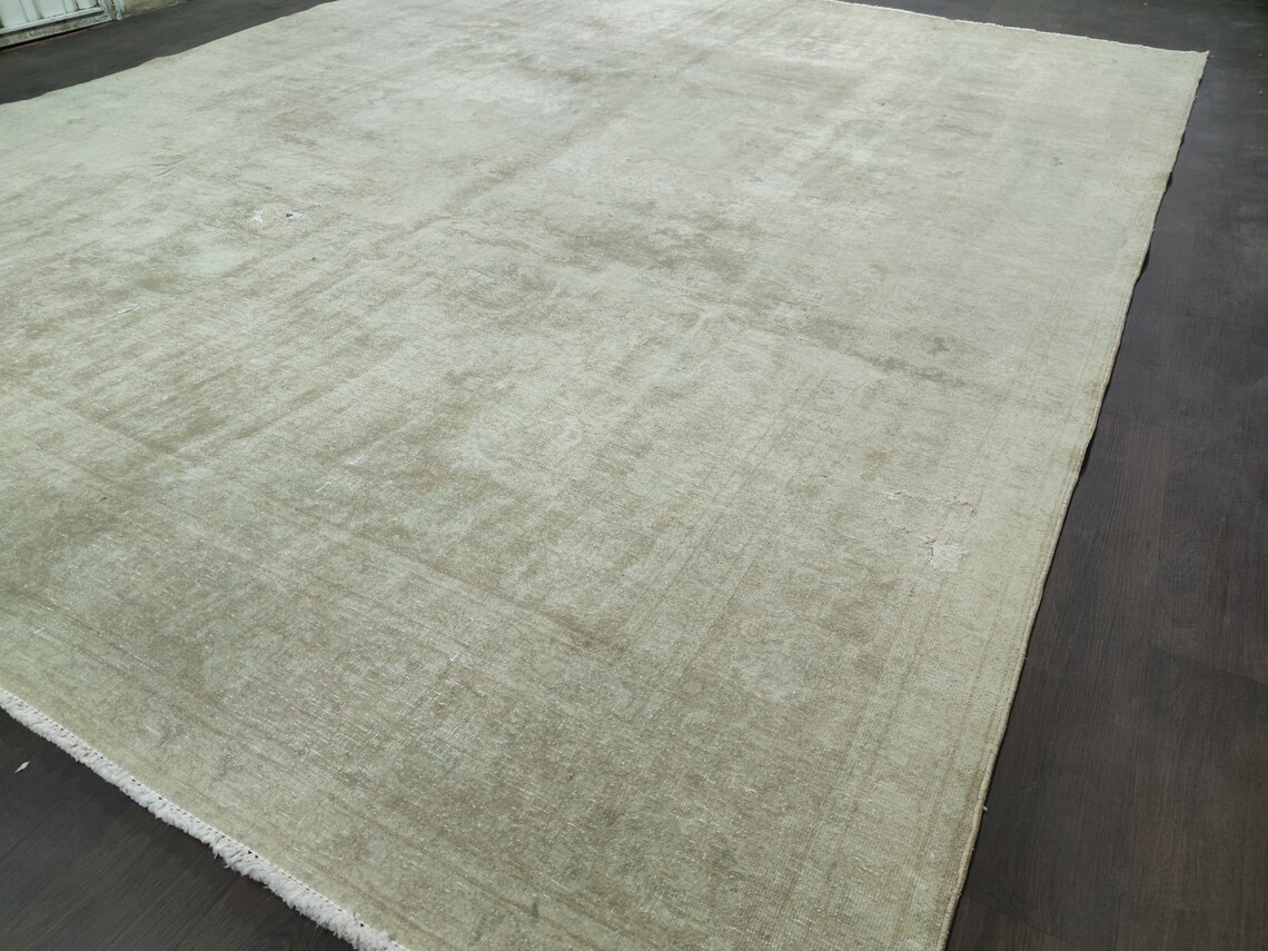 9x12 Rug Green Natural Organic Wool Faded Vinttage Rug Etsy