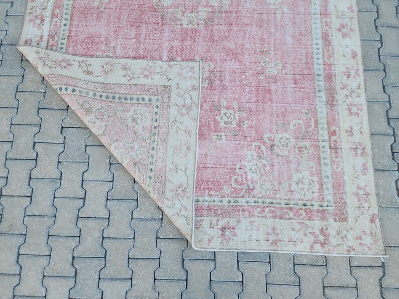 7x10 Turkish Rug, Vintage Pink Rug, Gift Rugs for Living Room, Eclectic