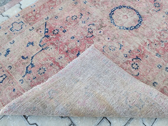 トルコ絨毯　手織り　ウール 4x7 ヴィンテージ トルコ絨毯：手織りウール、ピンクメダリオン - Etsy
