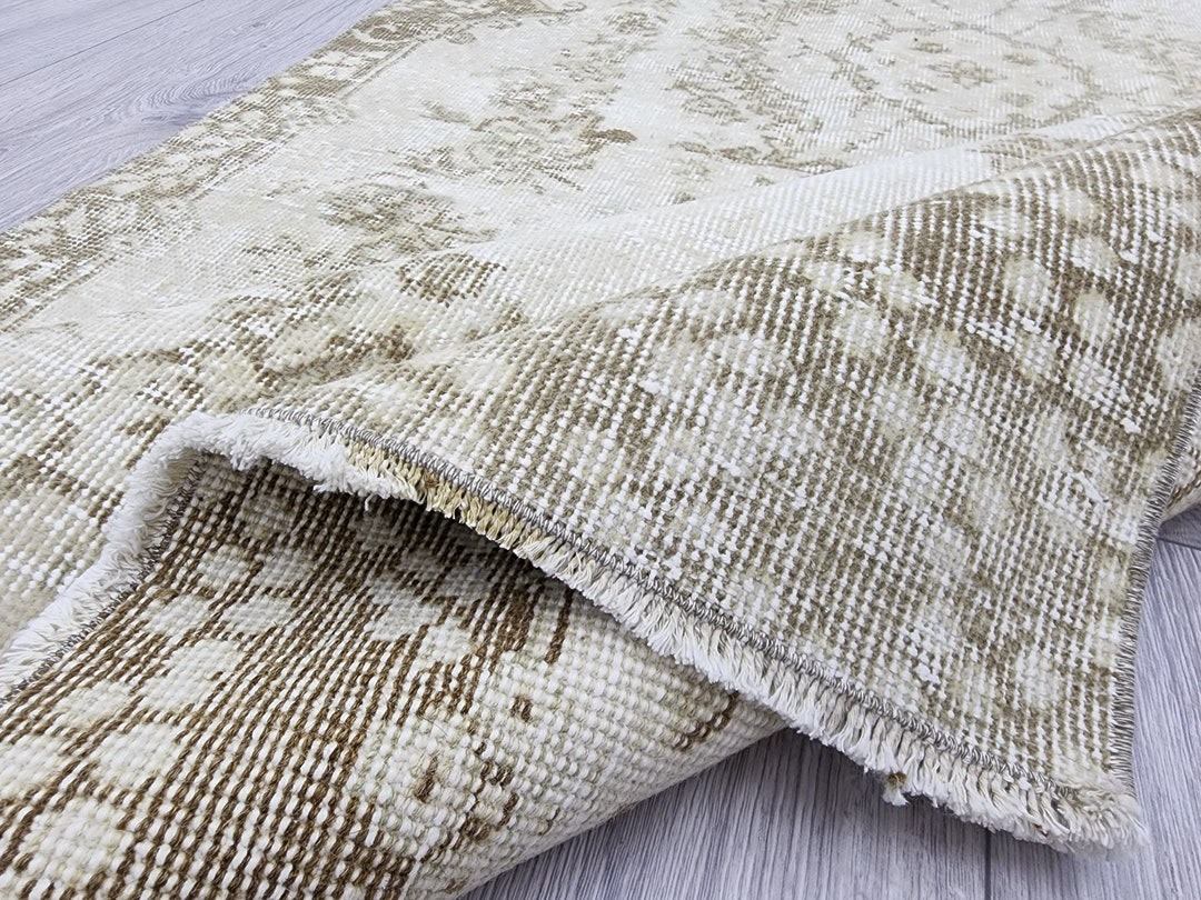 Cream Turkish Rug Vintage Oushak Turkish Rug: Beige Cream Entryway Rug (4x7) - Etsy