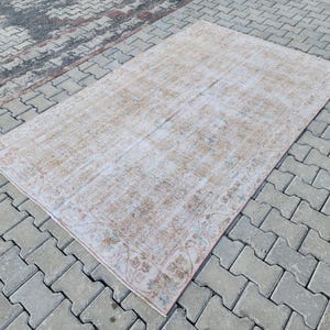 5x8 Oushak Rug, Vintage Rug Orange, Hand Knotted Wool Rugs, Gift Rugs For Living Room, Rugs For Bedroom, Blue Floral Rug, Rustic Area Rug