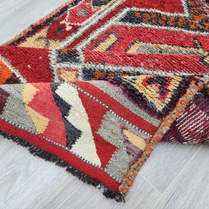 3x11 Vintage Runner, Herki Runner Red, Contemporary Rug, Kitchen Runner Rug, Gift Rugs For Mom, Rugs For Farmhouse, Turkish Persian Runner