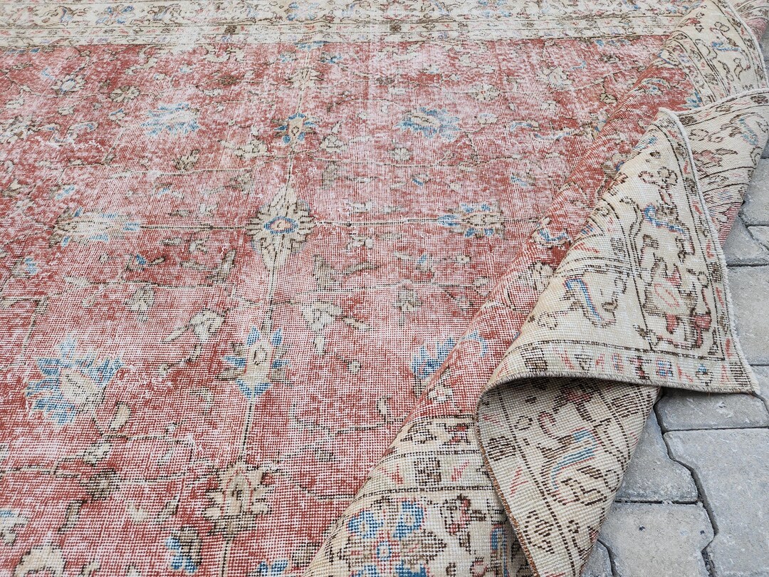 6x10 Natural Rug, Vintage Red Rug, İnterior Design Rug, Antique Hand ...