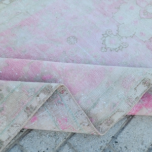 3x9 Hand Knotted Turkish Wool Runner Rug: Powder Pink Hallway Rug