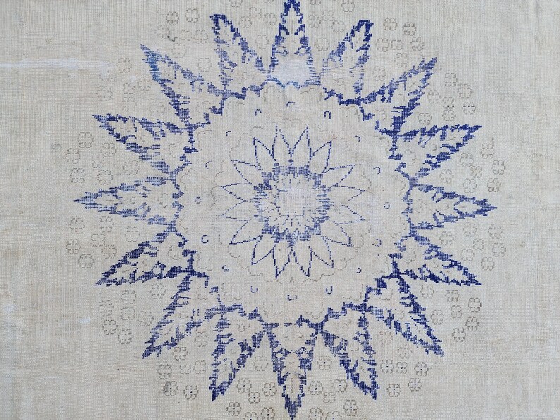 10x13 Vintage Rug, Turkish Rug Navy Blue, Area Rugs 10x13, Oushak