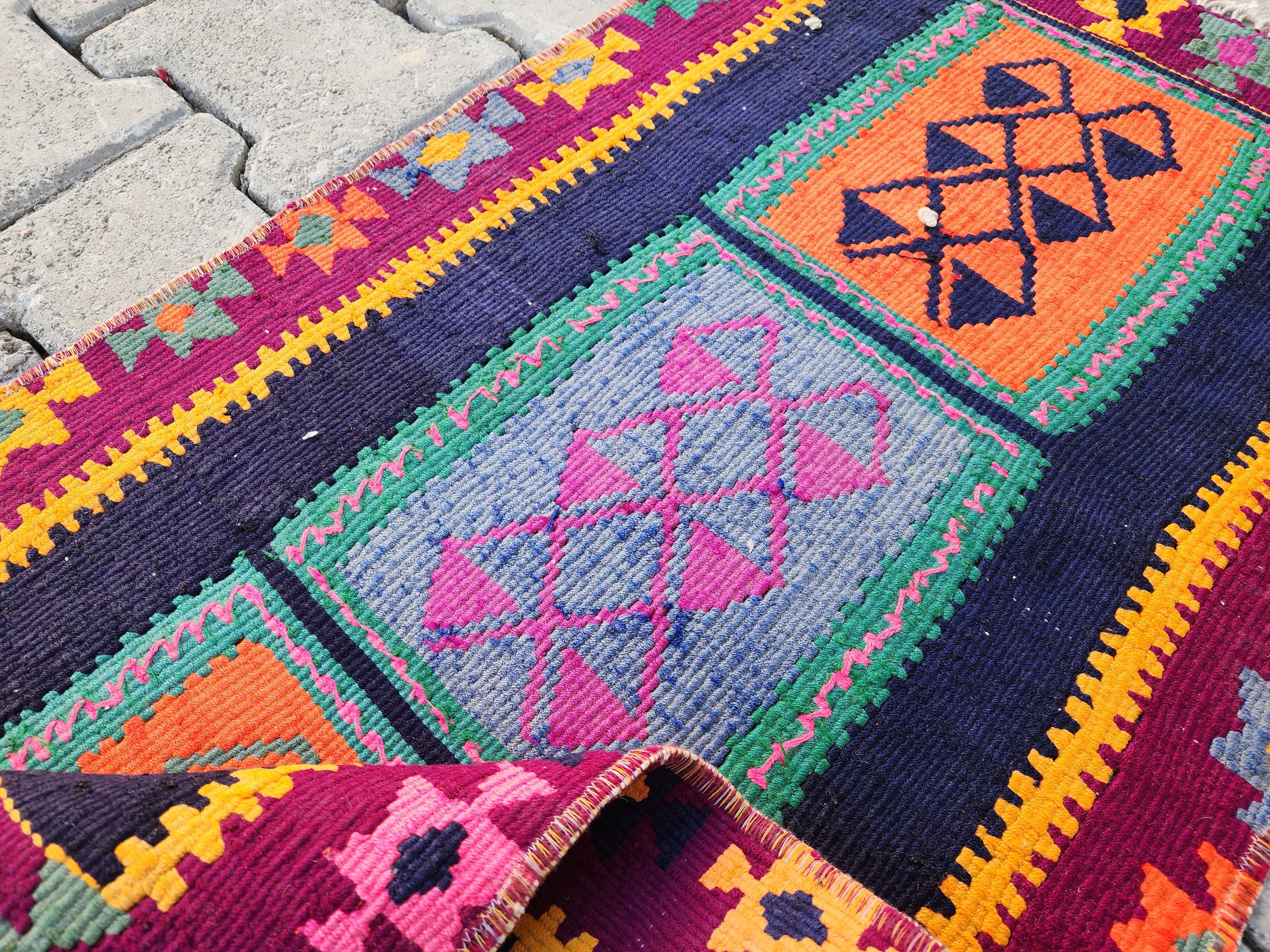 Hand Knotted Turkish Wool Rug: 1x3 Mini Accent Rug - Etsy