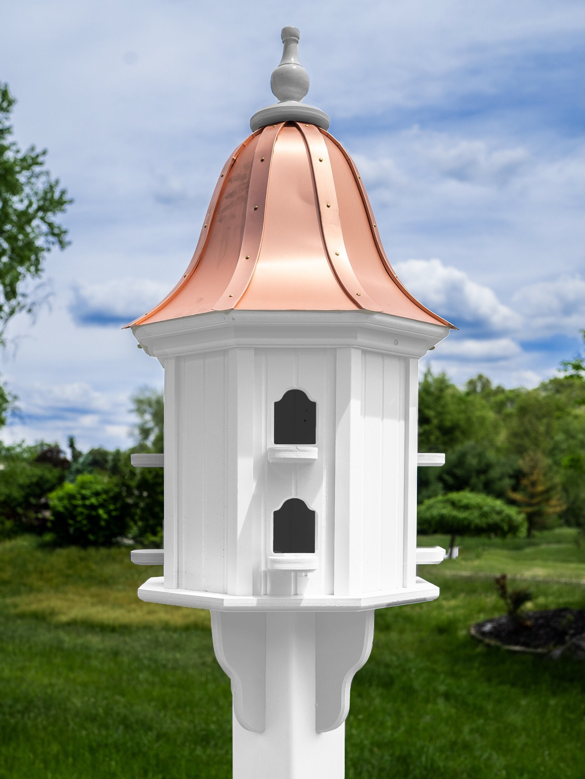 White Birdhouse Copper Roof Etsy