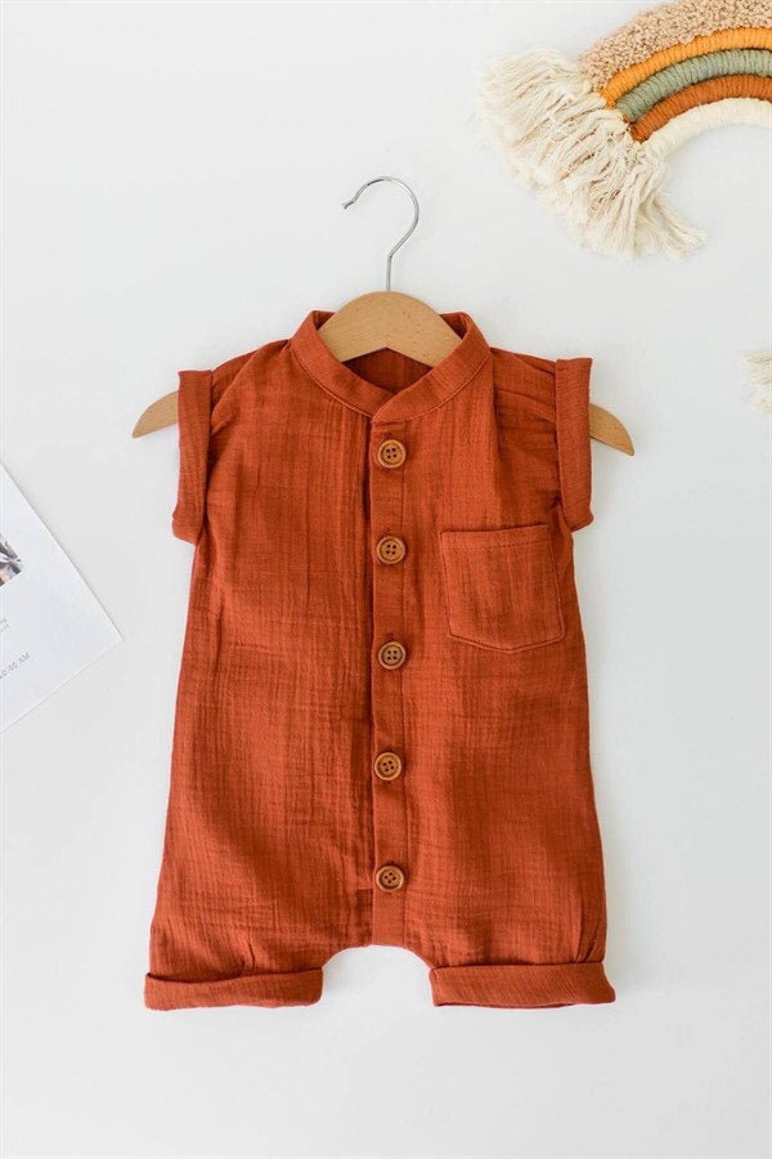 Baby Muslin Romper Cinnamon Muslin Romper Muslin Unisex Etsy