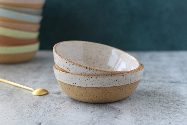 Handmade Ceramic Bowl Speckled snack bowl Lace