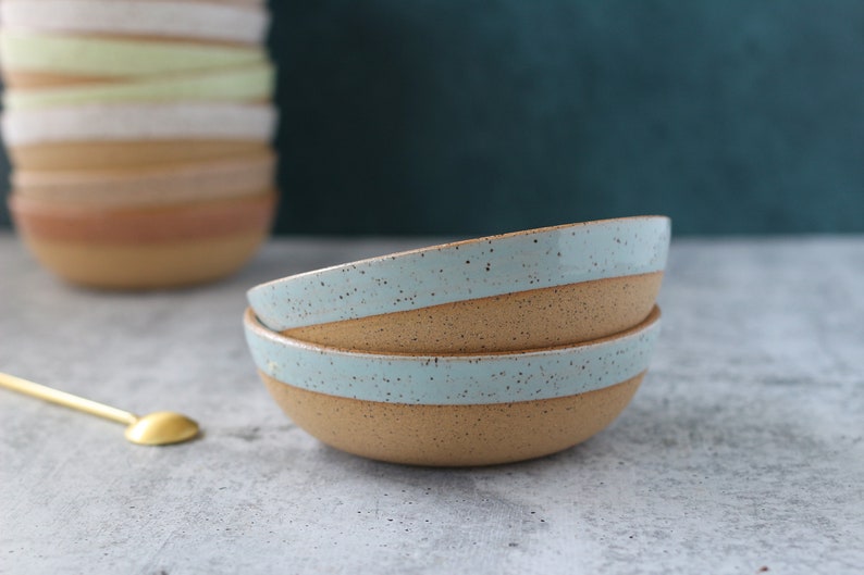 Handmade Ceramic Bowl Speckled snack bowl Sky