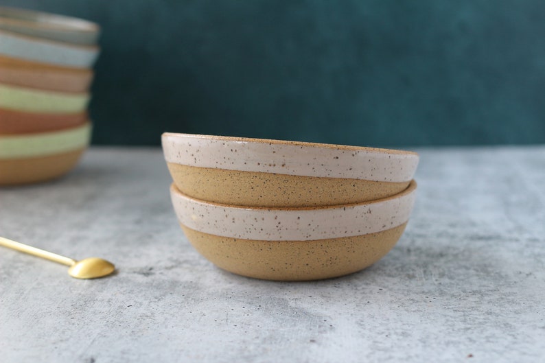 Handmade Ceramic Bowl Speckled snack bowl Blush