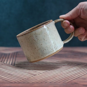 Chai Mug - Short speckled mug with peppered chai glaze