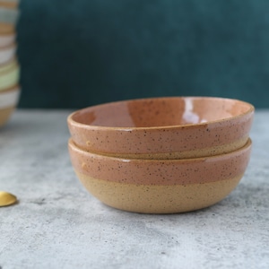 Handmade Ceramic Bowl Speckled snack bowl Cognac