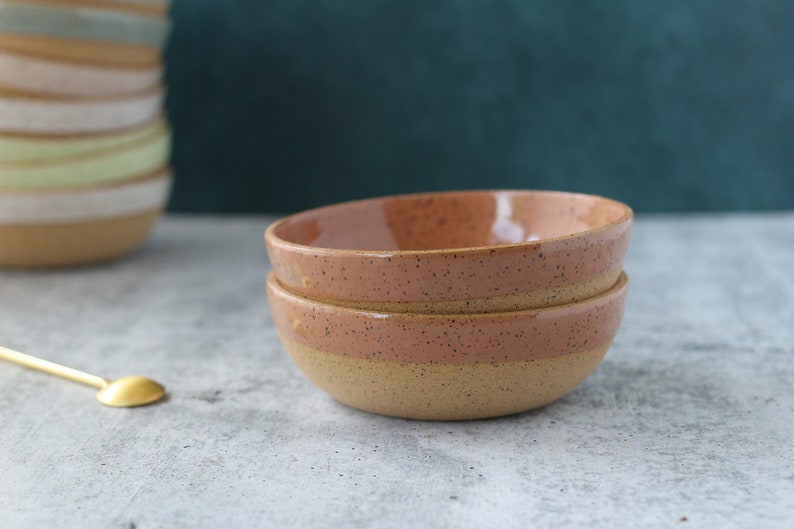 Handmade Ceramic Bowl Speckled snack bowl Cognac