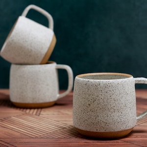Handmade White Ceramic Mug in speckled clay
