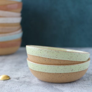 Handmade Ceramic Bowl Speckled snack bowl Lime