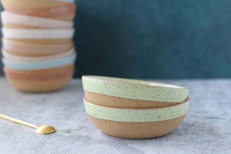 Handmade Ceramic Bowl Speckled snack bowl Lime