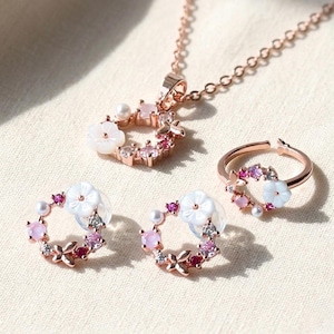 Sieradenset met ketting, oorbellen en ring