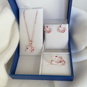 Necklace earrings ring jewelry set