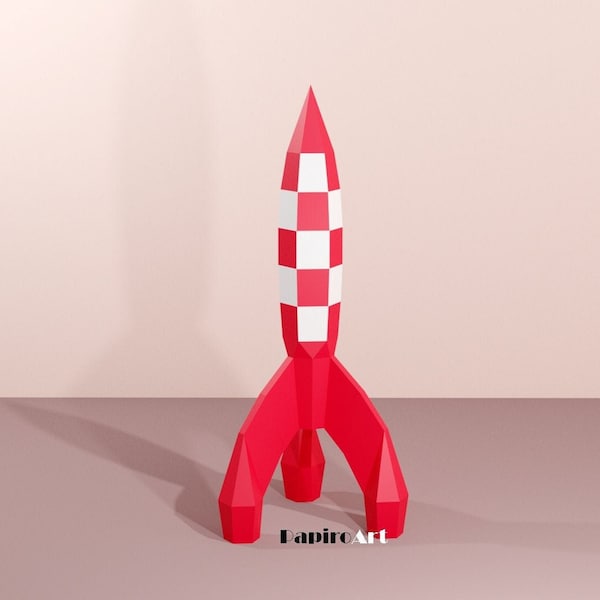 Rocket tintin, Rocket 3D, papercraft, Templates, Rocket