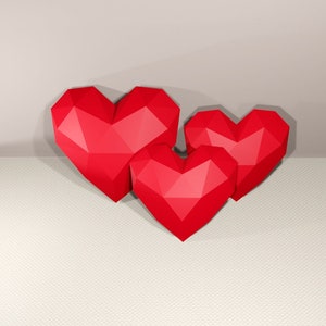 Heart, 3D heart, 2 size, Heart for gift, Papercraft heart, DIY heart