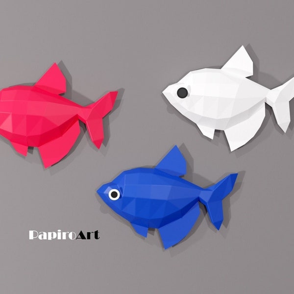 Fish, Papercraft Fish on the wall, 2 size, Goldfish, 3d fish, Fish Bowl, Aquarium, Paper fishes, Goldfish papercraft, Fish for gift