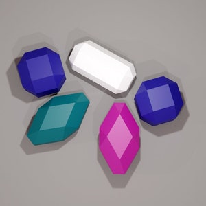 Crystal, Diamonds papercraft, 3 types, Diamond, 3D, DIY brilliant, gem, gewel DTY