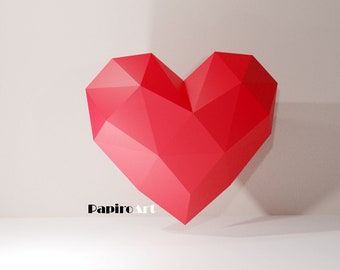 Hart, 3D-hart, 2 maten, Hart voor cadeau, Papercraft-hart, DIY-hart